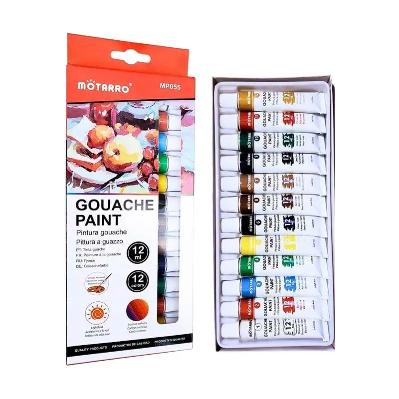 Set Pintura 12Col Gouache Pomo 12ml Mp055 Motarro - Imagen 2